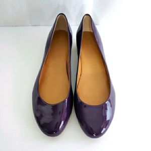 J Crew Lily Metallic-heel Patent Ballet Flats